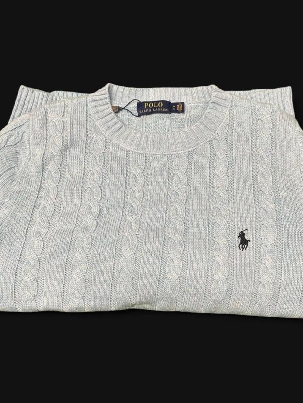 Polo Ralph Lauren Gray Cable Knit Crewneck Sweater - Picture 3 of 4